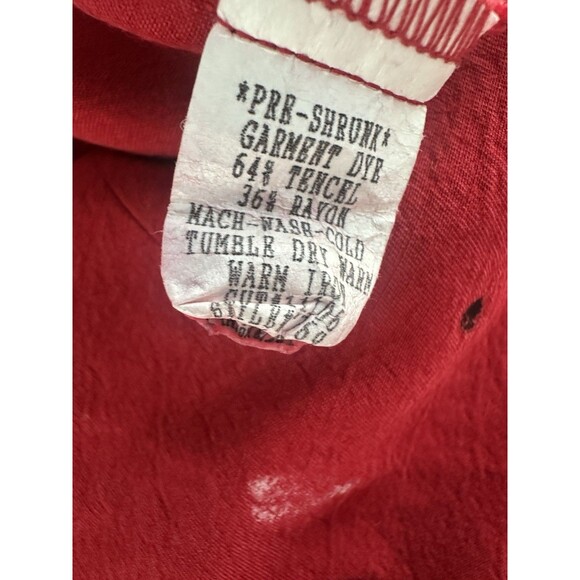 Vintage Tianello Red Tencel Rayon Hand-Painted Embroidered Button Front Blouse L - Picture 5 of 5